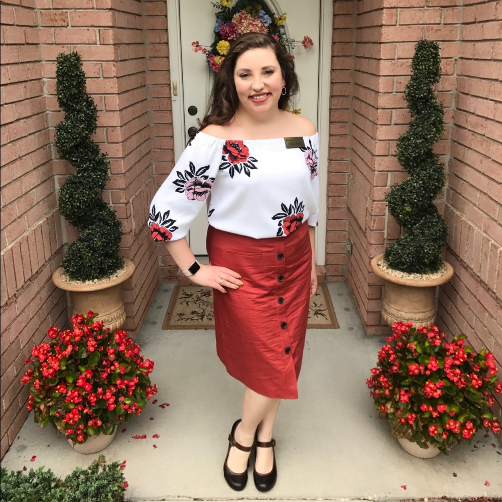 Rust Knee Length Skirt